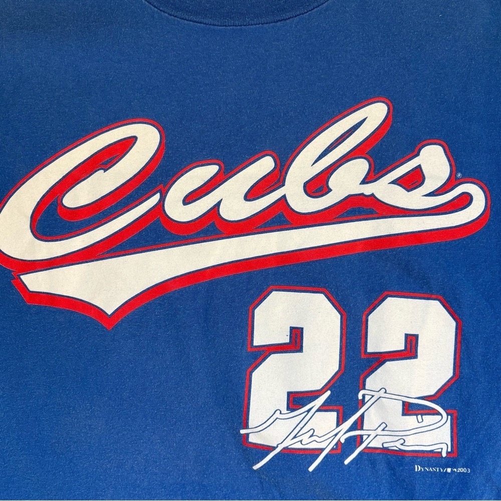 Vintage Y2K 2003 Cubs 22 Prior Size Medium Blue Red Graphic Tee Shirt Sporty - Picture 4 of 6